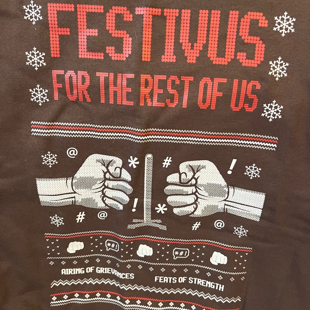 Jerzees Festivus Brown Crewneck Sweatshirt 2xl. NWOT & Festivus Kit
